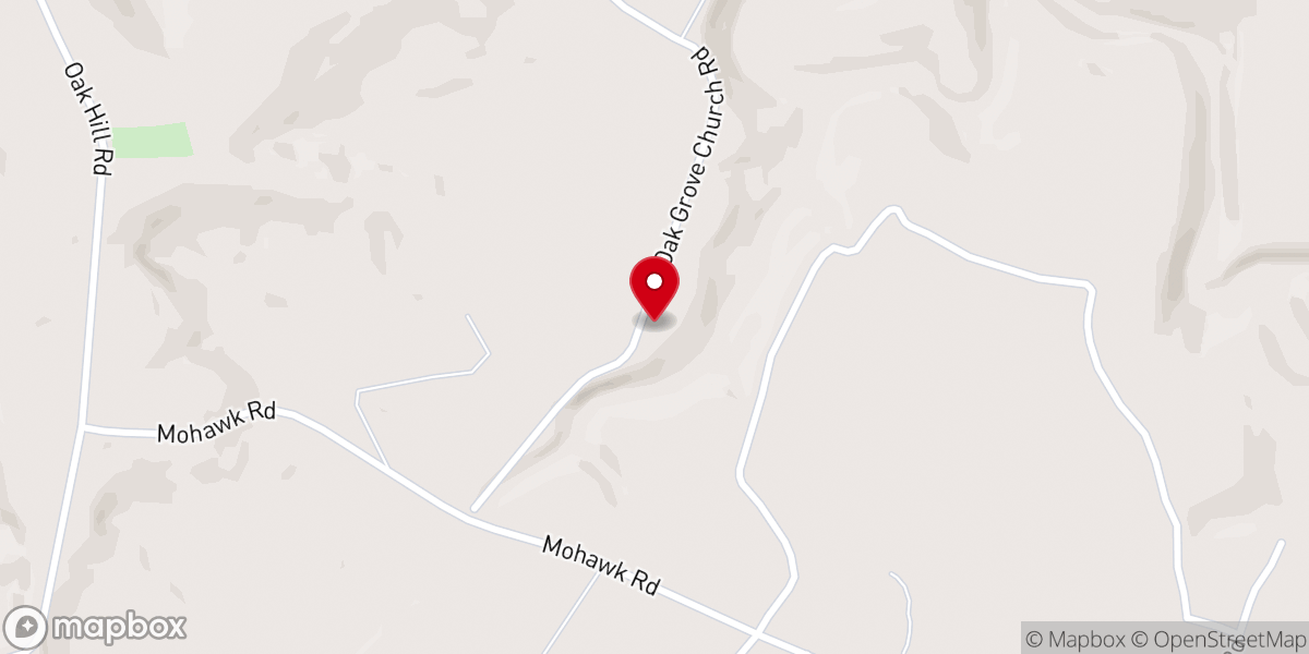 Map showing location of Oak Grove Church