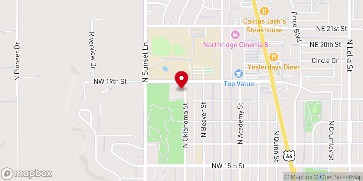 Map showing location of Free Will Baptist Church