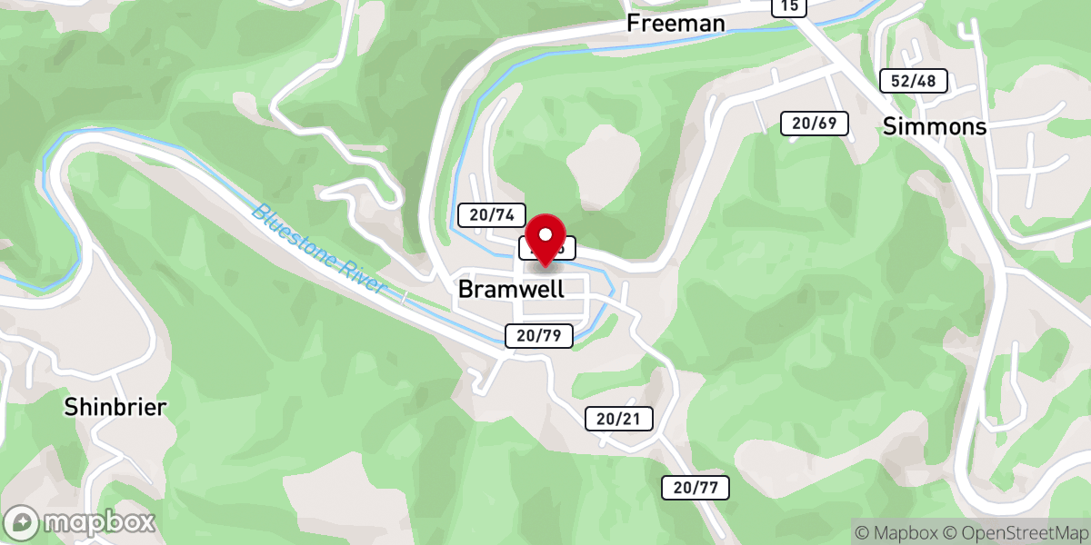 Map showing location of Historic Bramwell