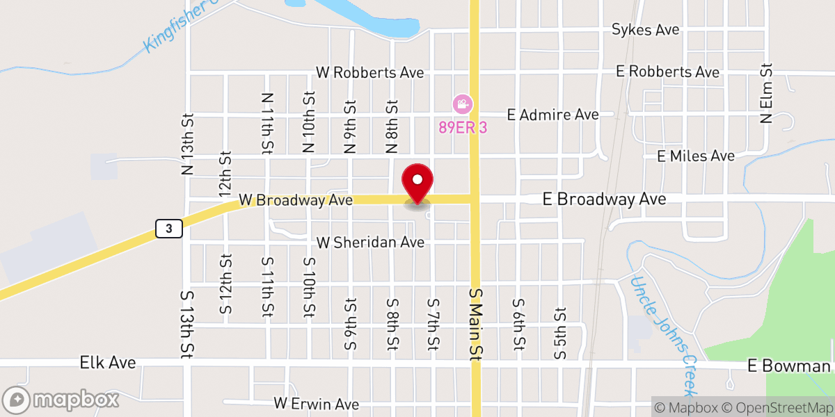Map showing location of First Christian Church