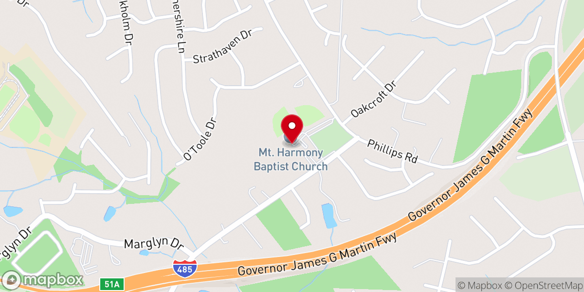 Map showing location of Mt. Harmony Baptist Church