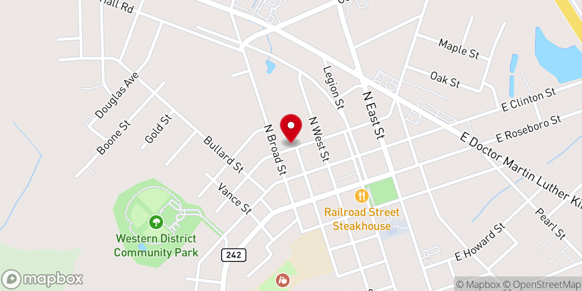 Map showing location of Roseboro Methodist Church