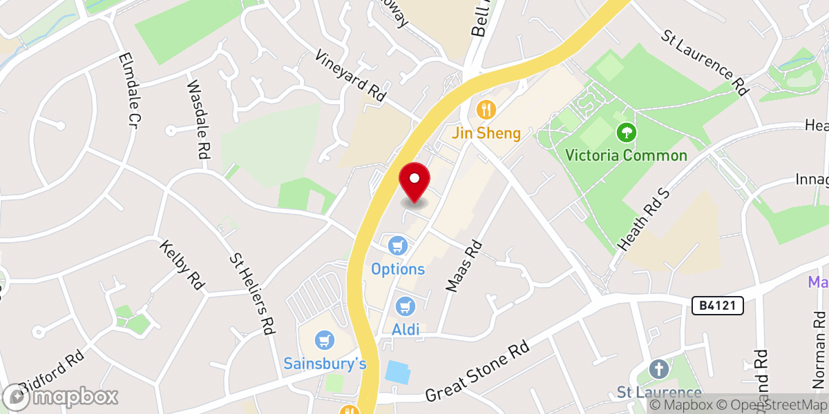 Map showing location of Northfield Baptist Church