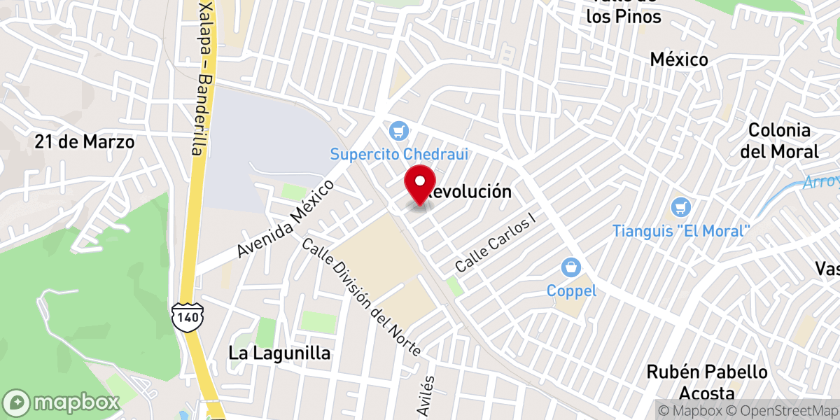 Map showing location of Parroquia de San Juan Evangelista