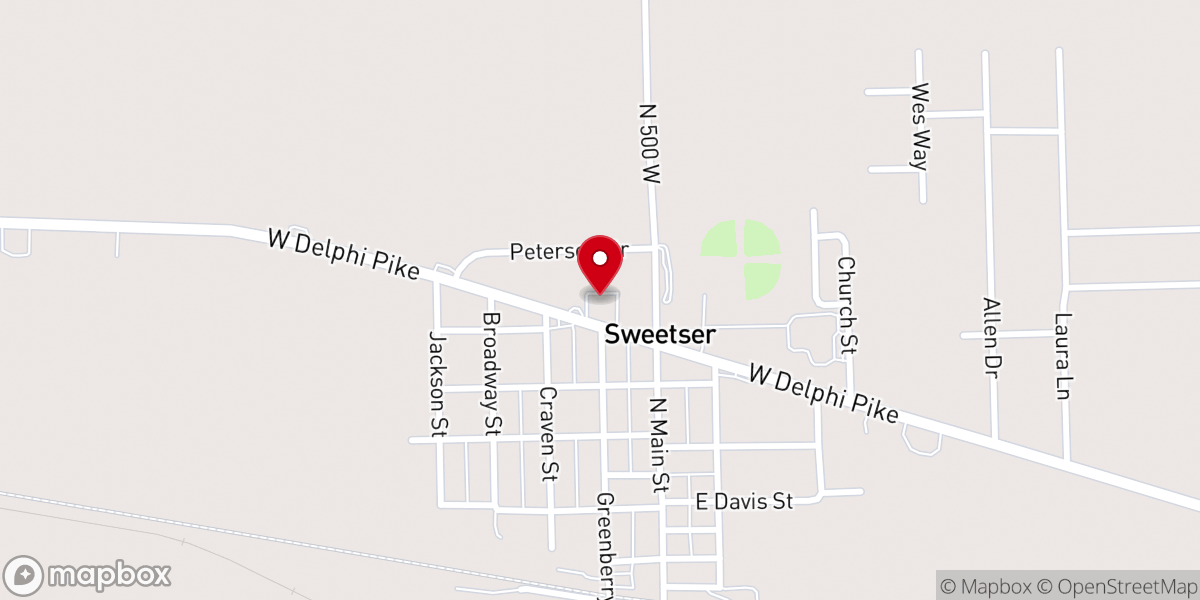 Map showing location of Sweetser Wesleyan Church