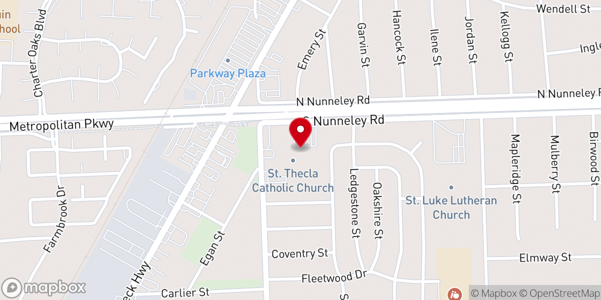 Map showing location of St. Thecla School
