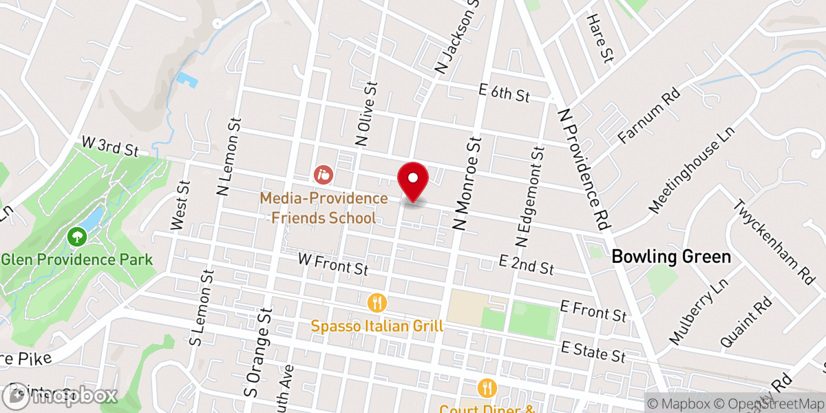 Map showing location of First Baptist Church of Media