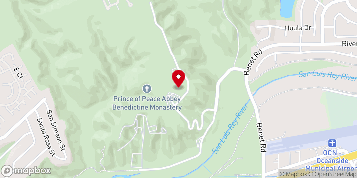 Map showing location of Prince of Peace Abbey