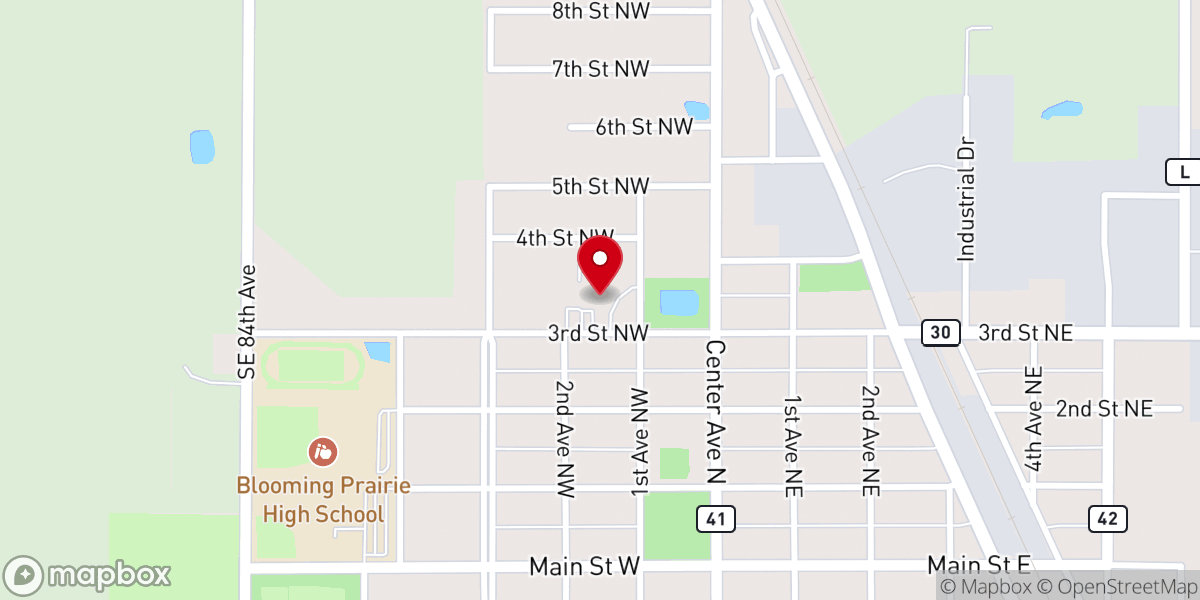 Map showing location of Prairie Manor Care Center