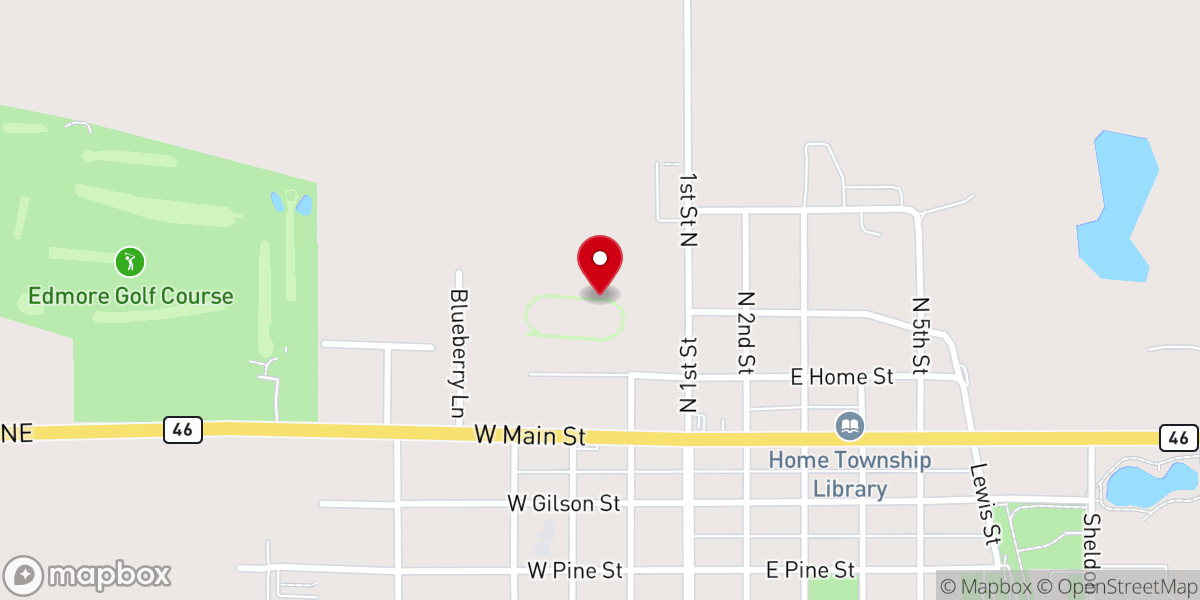 Map showing location of Edmore Potato Festival