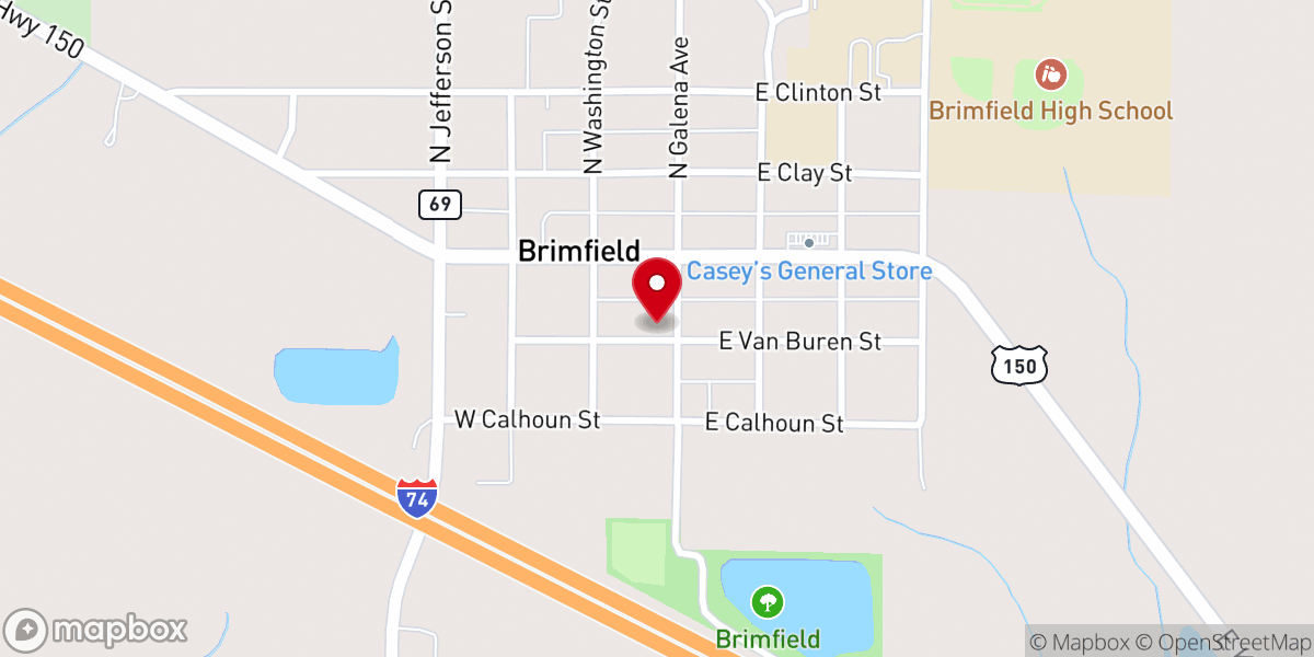 Map showing location of BrimfieldUMC
