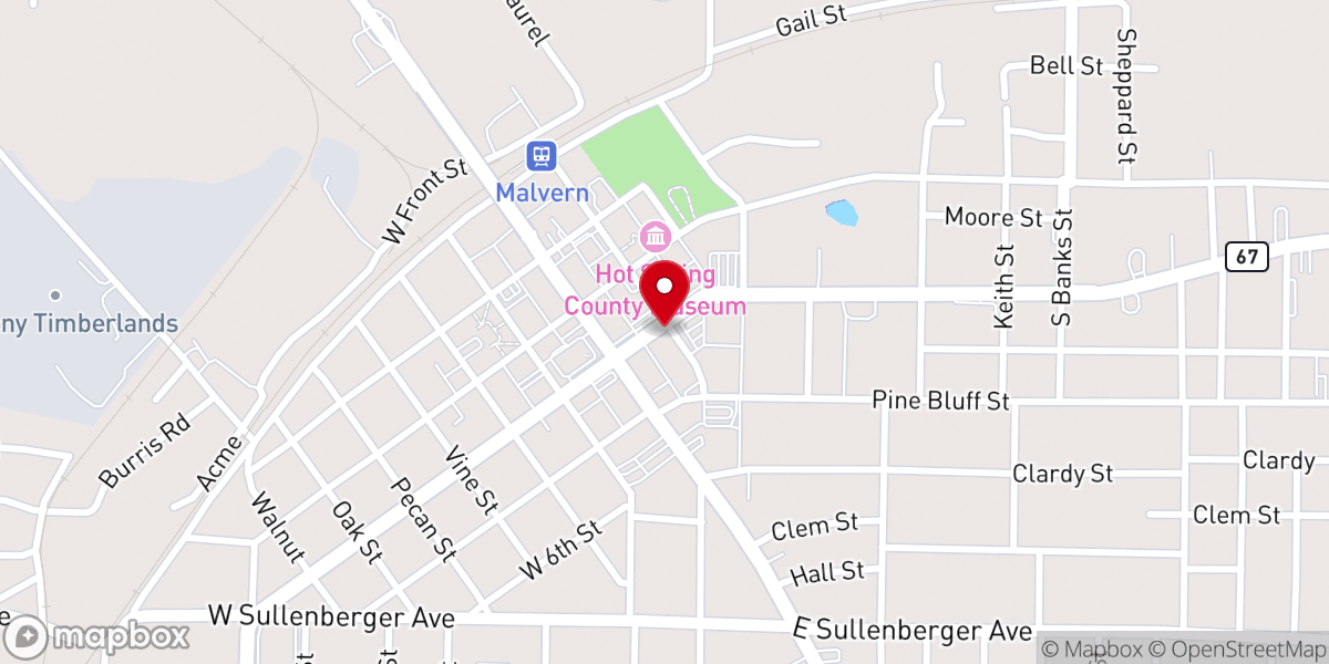 Map showing location of First Methodist Malvern