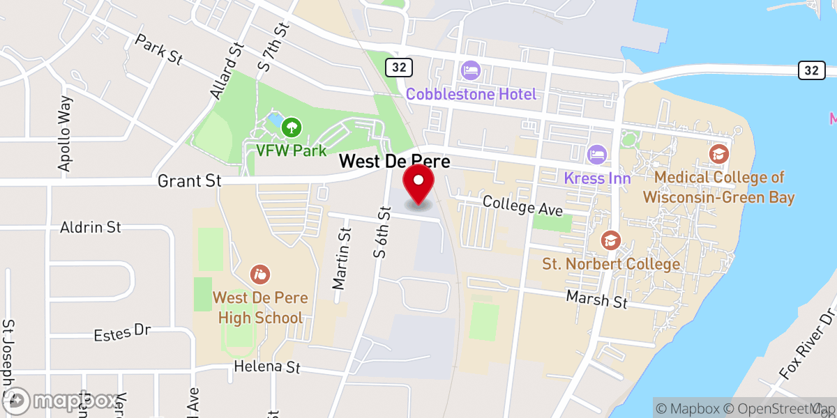 Map showing location of De Pere Christian Outreach