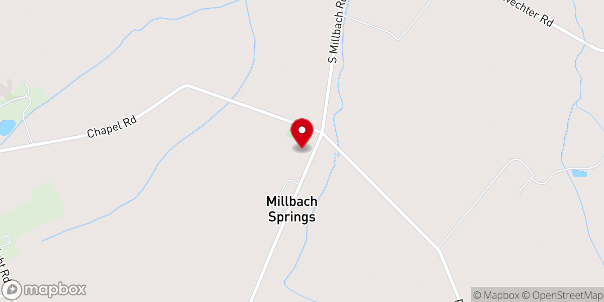 Map showing location of Millbach Church