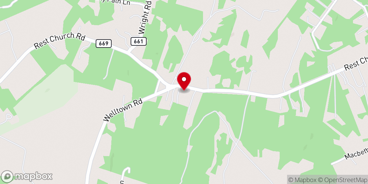 Map showing location of Woodbine Assembly of God Church