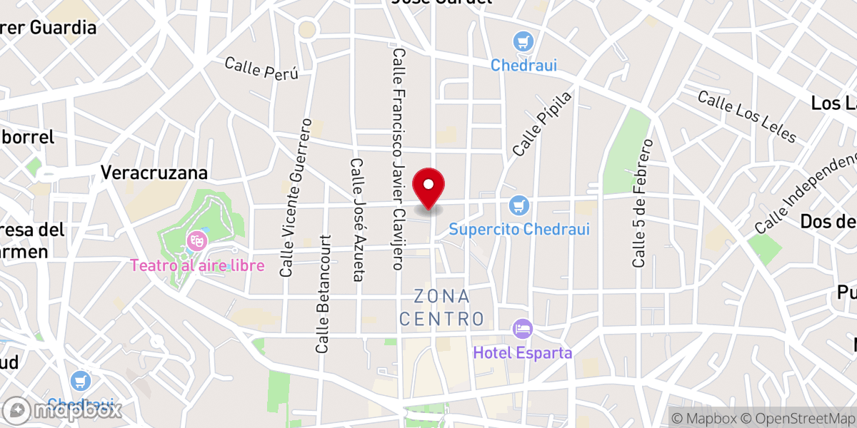 Map showing location of Templo Evangélico