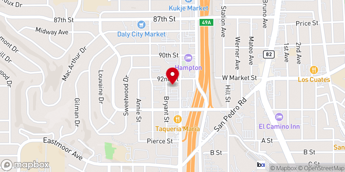 Map showing location of Daly City DMV