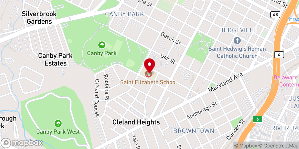 Map showing location of St. Elizabeth Elementary School