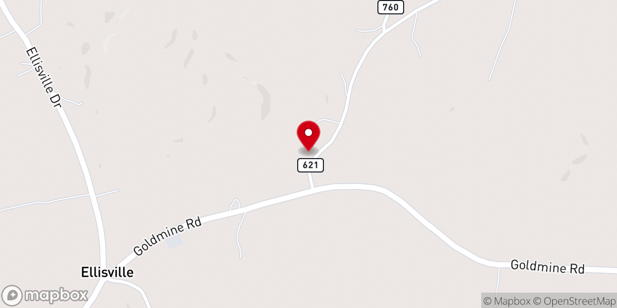 Map showing location of Peach Grove Baptist Church