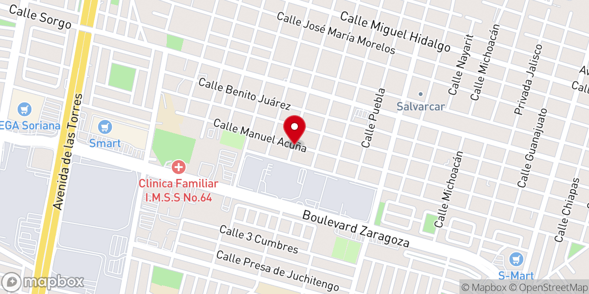Map showing location of Iglesia Bautista Jerusalén