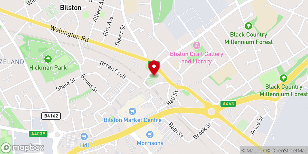 Map showing location of St Leonard's Church, Bilston