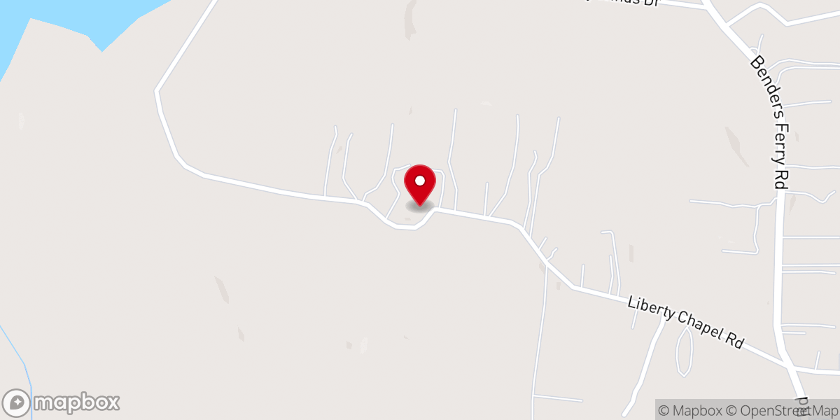 Map showing location of Little Cedar Lick Church