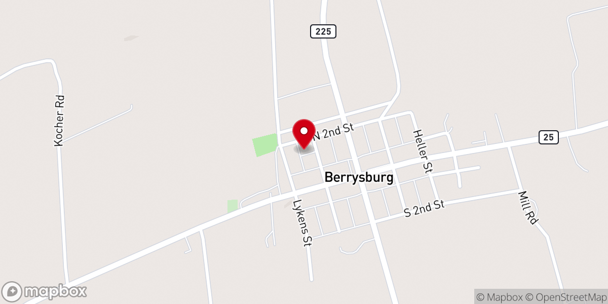 Map showing location of Berrysburg Community Center