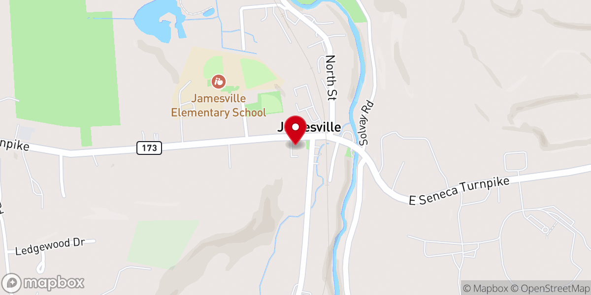 Map showing location of Jamesville Food Pantry