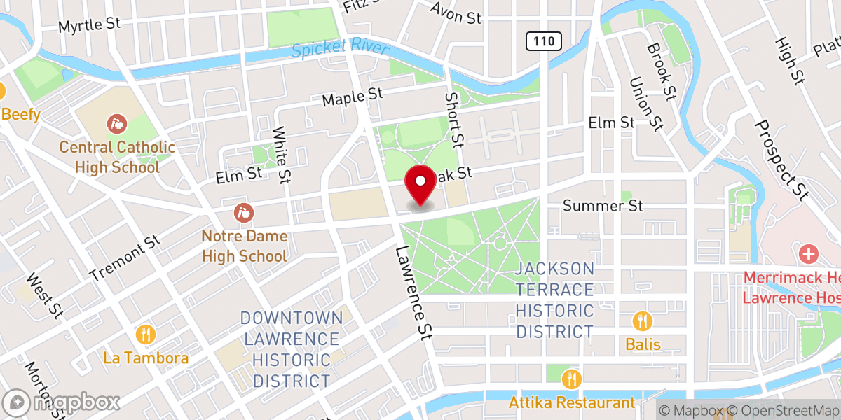 Map showing location of Iglesia del Nazareno Lawrence
