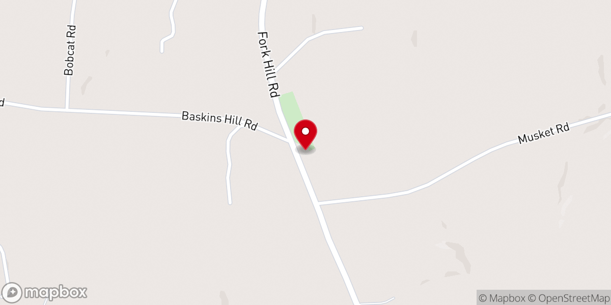 Map showing location of Fork Hill Baptist Church