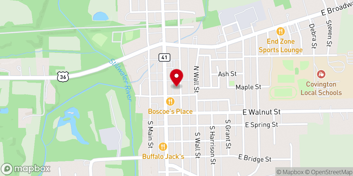 Map showing location of Covington Christian Church