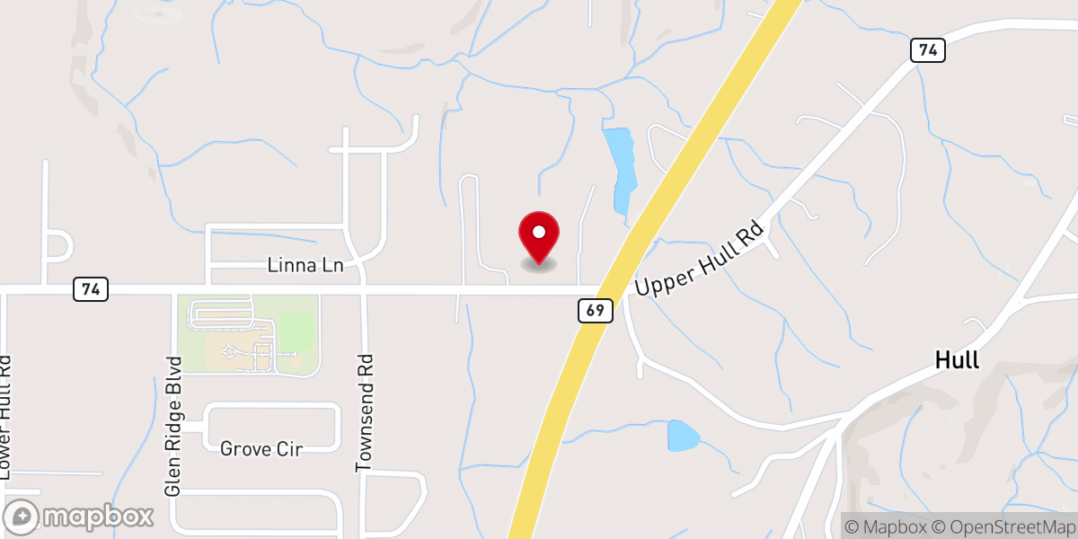 Map showing location of Antioch Baptist Church