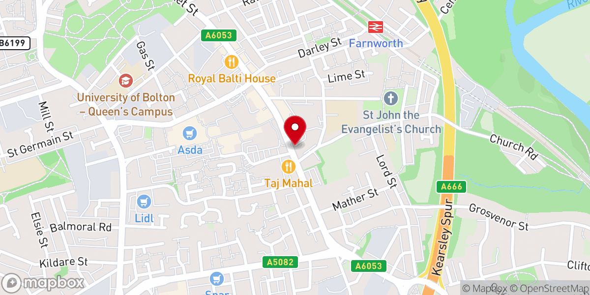 Map showing location of Trinity Methodist Church Farnworth