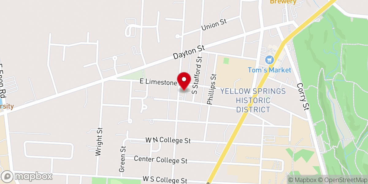 Map showing location of Yellow Springs Community Food Pantry