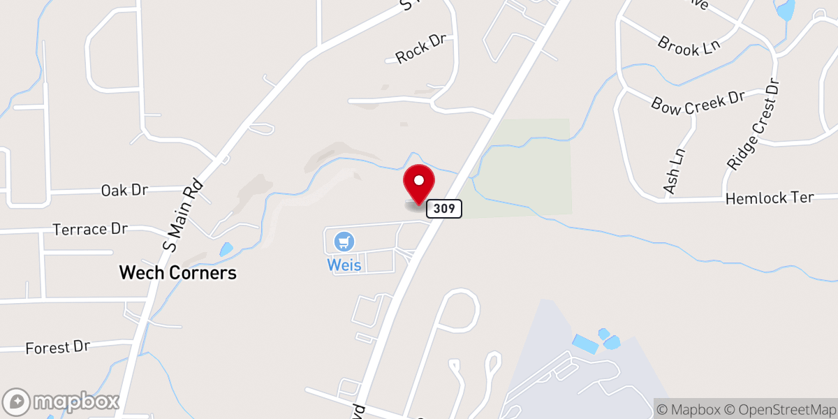 Map showing location of Mountaintop Family Church