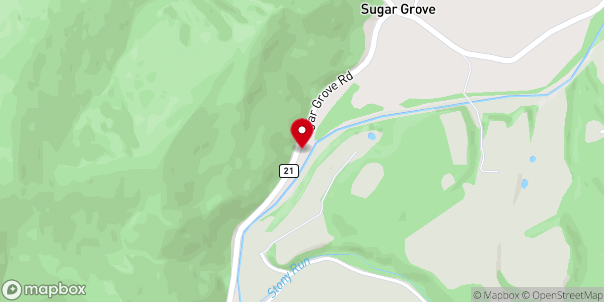Map showing location of Sugar Grove Community Chapel