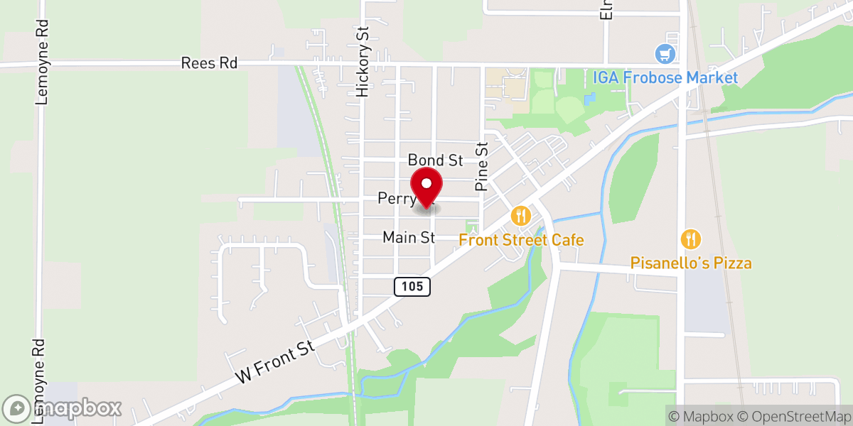 Map showing location of Pemberville United Methodist