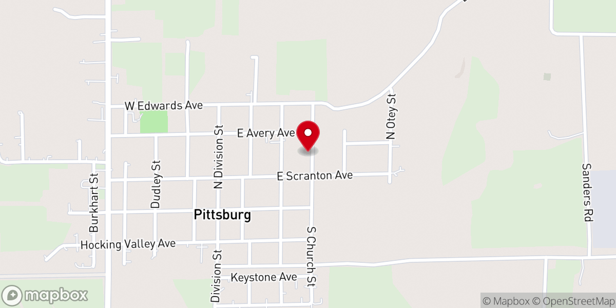 Map showing location of Pittsburg United Methodist Church