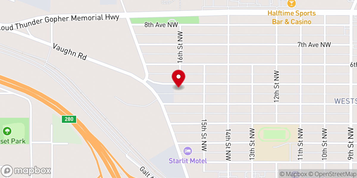 Map showing location of Great Falls United Pentecostal Church