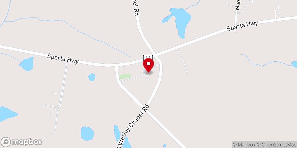 Map showing location of Crossroads Baptist Church