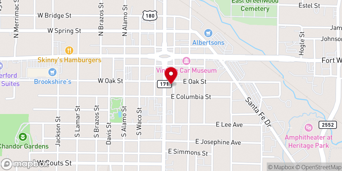 Map showing location of South Main Church of Christ