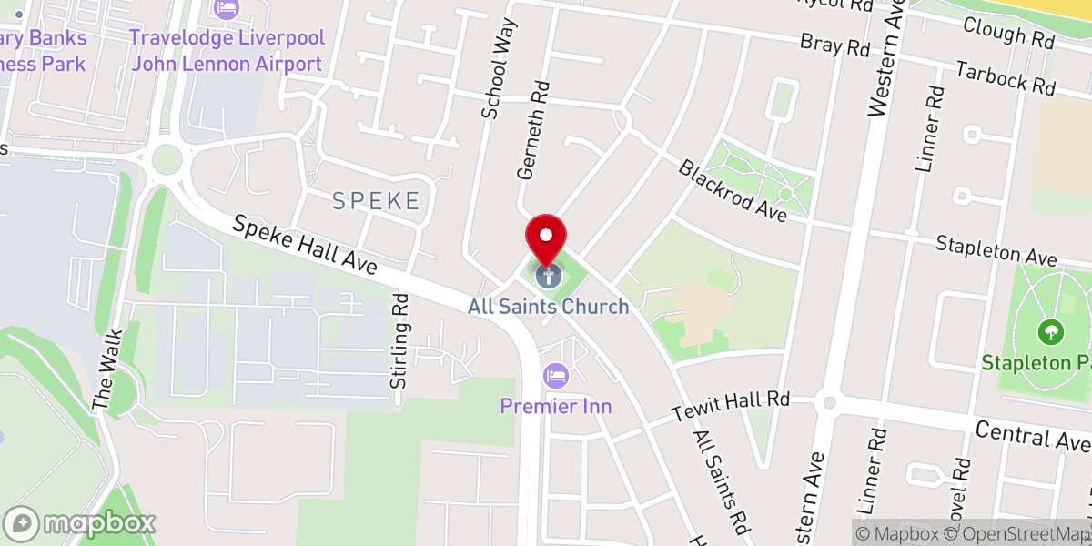 Map showing location of All Saints Church, Speke