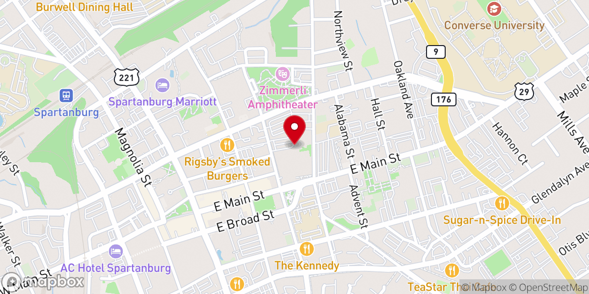 Map showing location of Prayerline of First Baptist Church