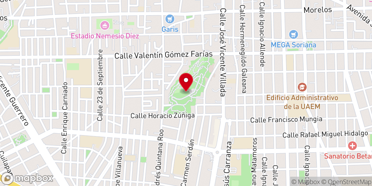 Map showing location of Templo del Calvario