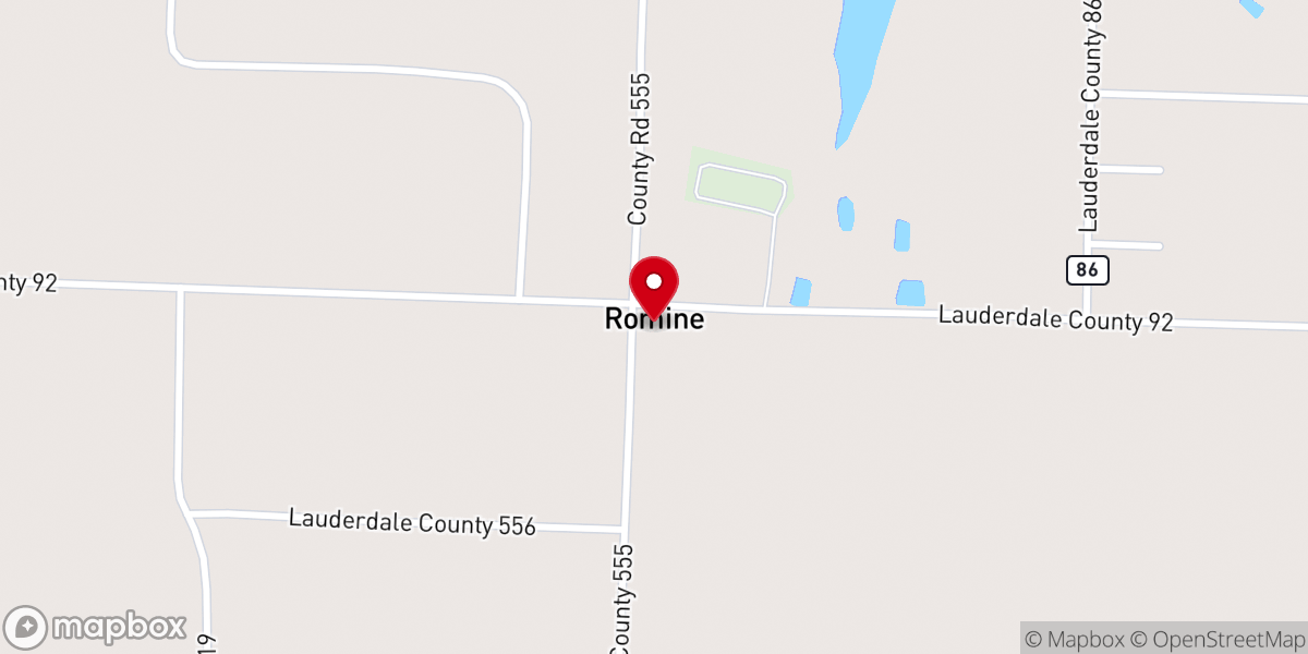 Map showing location of Romine Church of Christ