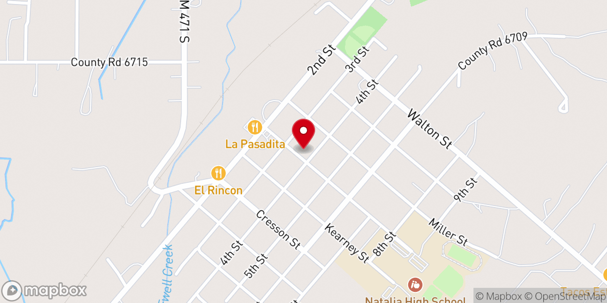 Map showing location of Natalia Church of Christ