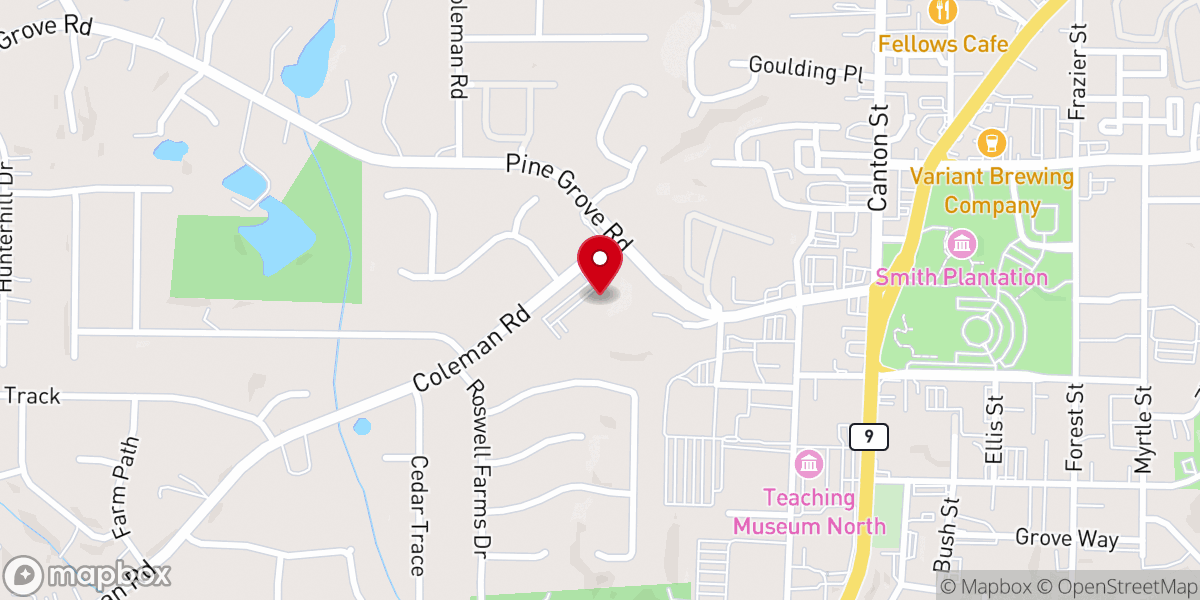 Map showing location of Temple Beth Tikvah