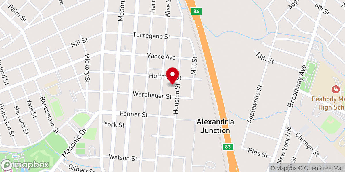 Map showing location of Antioch Baptist Church