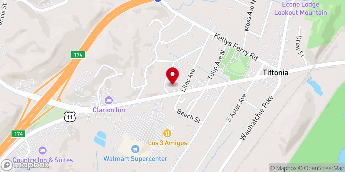 Map showing location of Wauhatchie Methodist Church