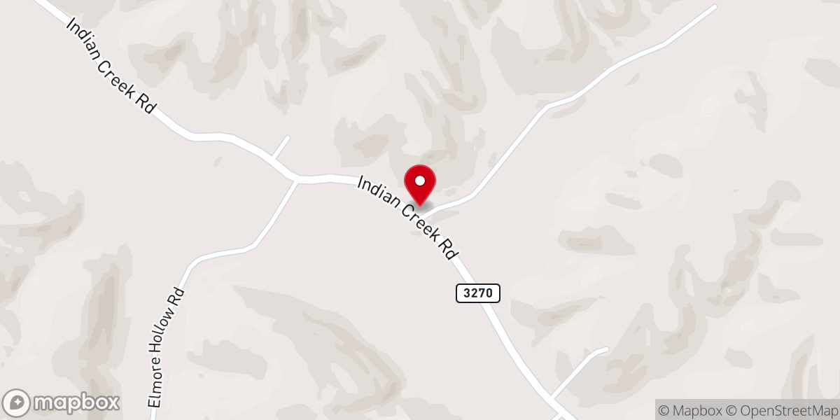Map showing location of Indian Creek Baptist Church